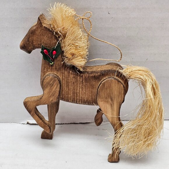 Horse Handcrafted by Silvestri wood Straw Holiday Tree Christmas Ornament Decor - Picture 4 of 8